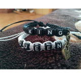 2pcs/pair Couple Bracelets Black King And White Queen With K, [product_tag] - xmasgiftsinspo