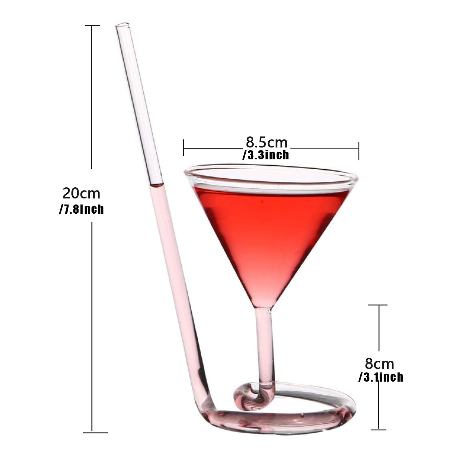 *Creative Glass Spiral Cocktail Glass Rotating Wine Glass Straw Cup Cup