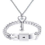Love Heart Lock Bracelet with Key Pendant Necklace, [product_tag] - xmasgiftsinspo