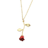 Red Rose Pendant Necklace for girlfriend Valentine's Day gift