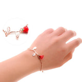 Gift for girlfriend Red Rose Bracelet for Valentine's Day