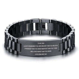 Custom Engraved "To My Son Courage Is Not The Absence Of Fear"  Love Mom and Dad Rough Bracelets for Men Wrist Jewelry, [product_tag] - xmasgiftsinspo