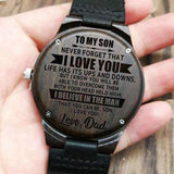 To My Son-I Love You Forever Engraved Wooden Watch